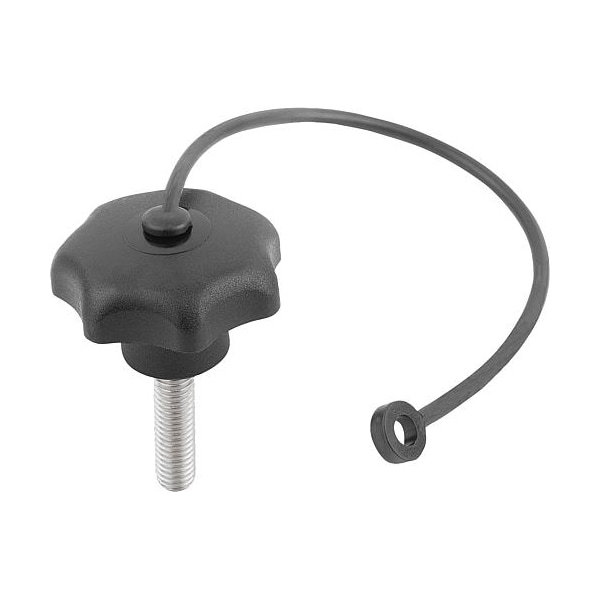 Kipp Star Grips with safety lanyard similar to DIN 6336, stainless, inch K0154.7A2X20 - main